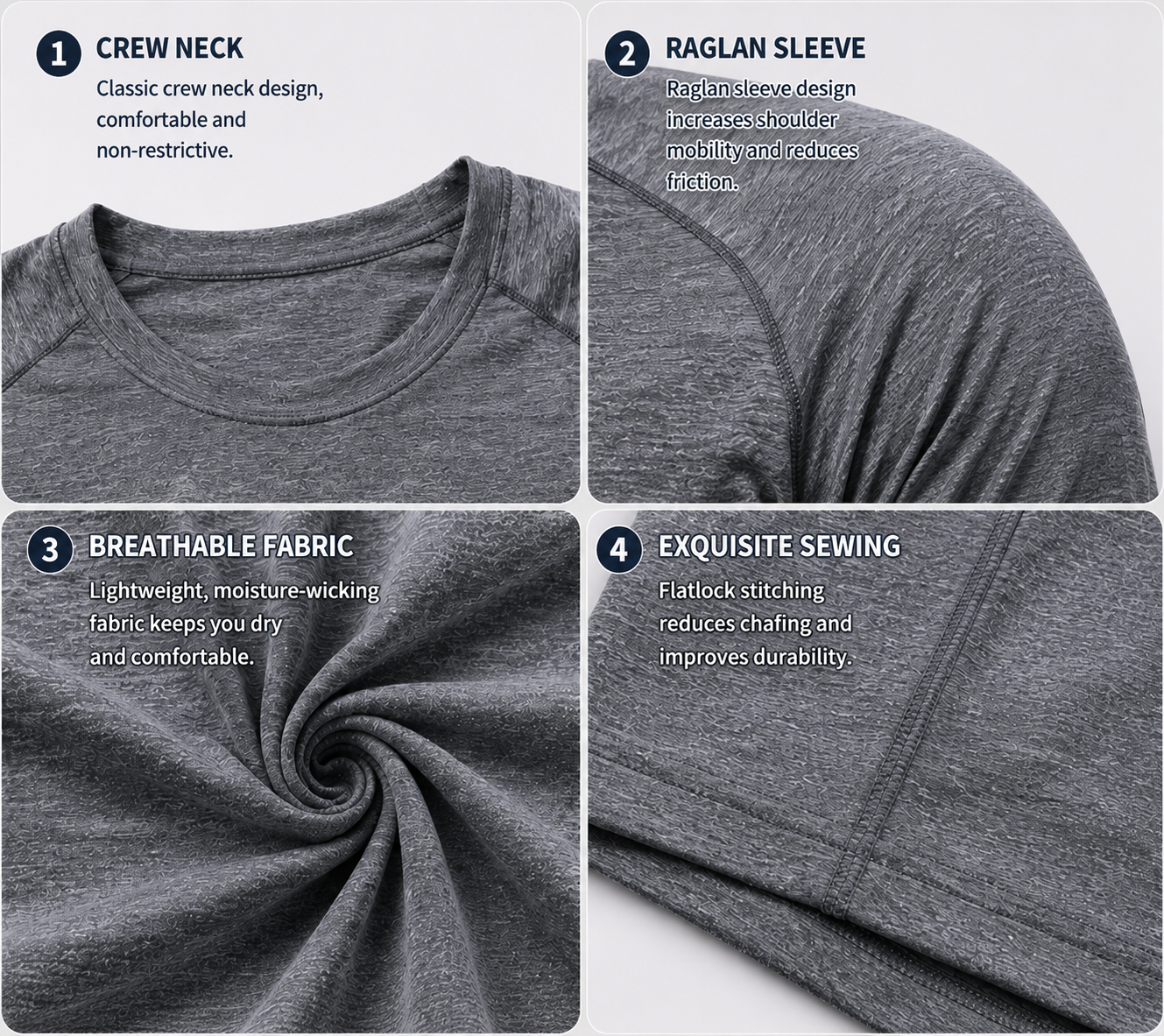 Crew neck and raglan seam detail