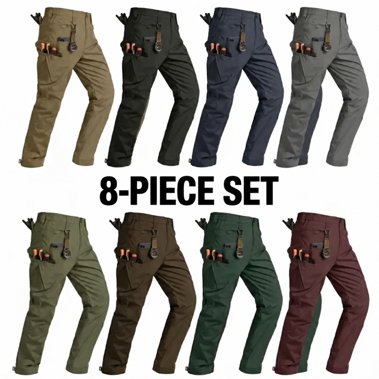 Men's Flex Stretch Tactical Pants, Water Resistant Ripstop Cargo Pants
