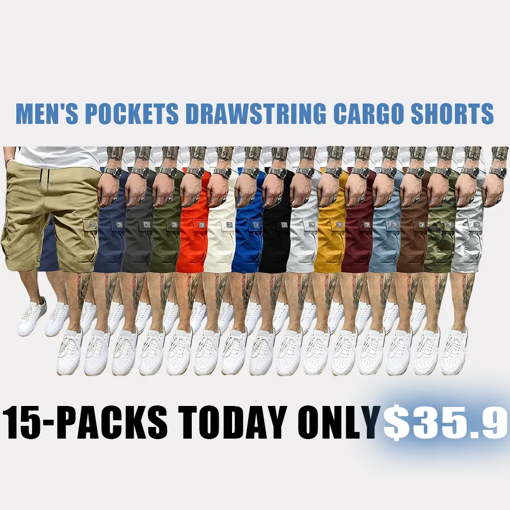 Men's Pockets Drawstring Cargo Shorts（Note: Colors are customizable.）