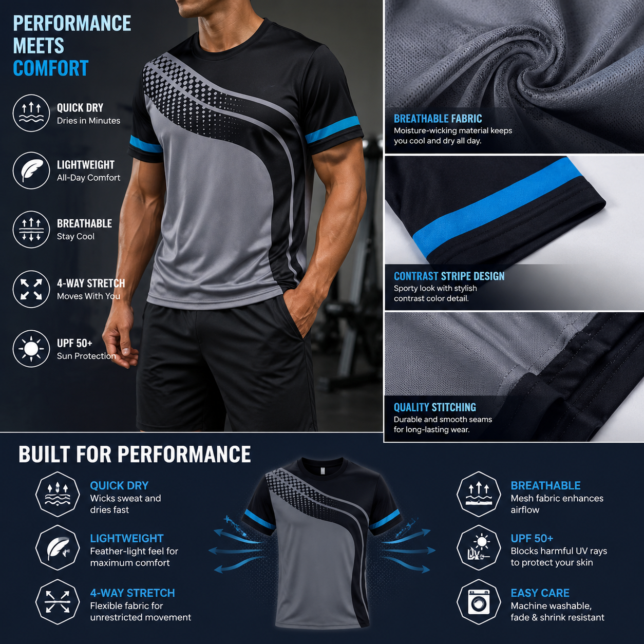 Performance T-shirt comfort and fabric feature overview