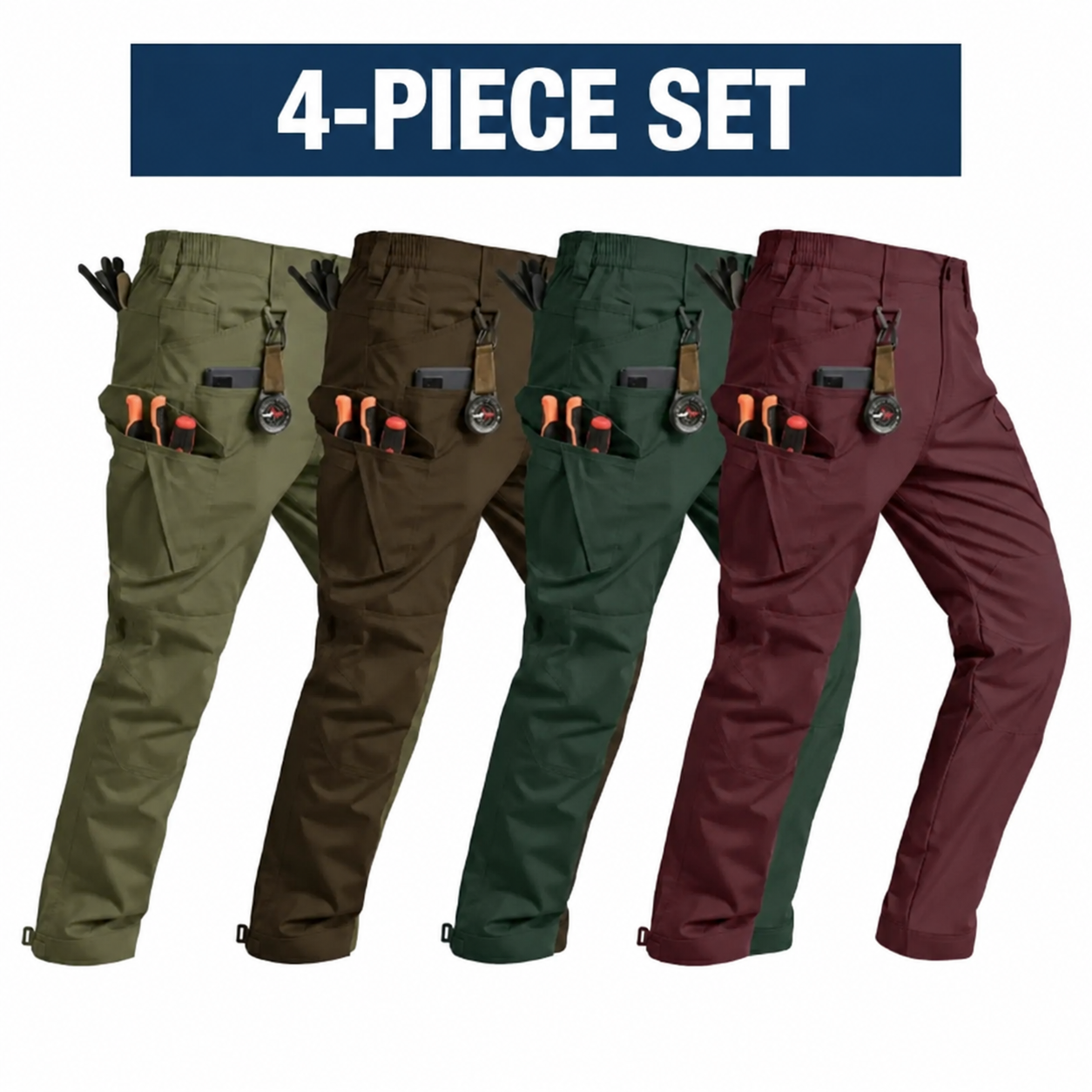 Men's Flex Stretch Tactical Pants, Water Resistant Ripstop Cargo Pants