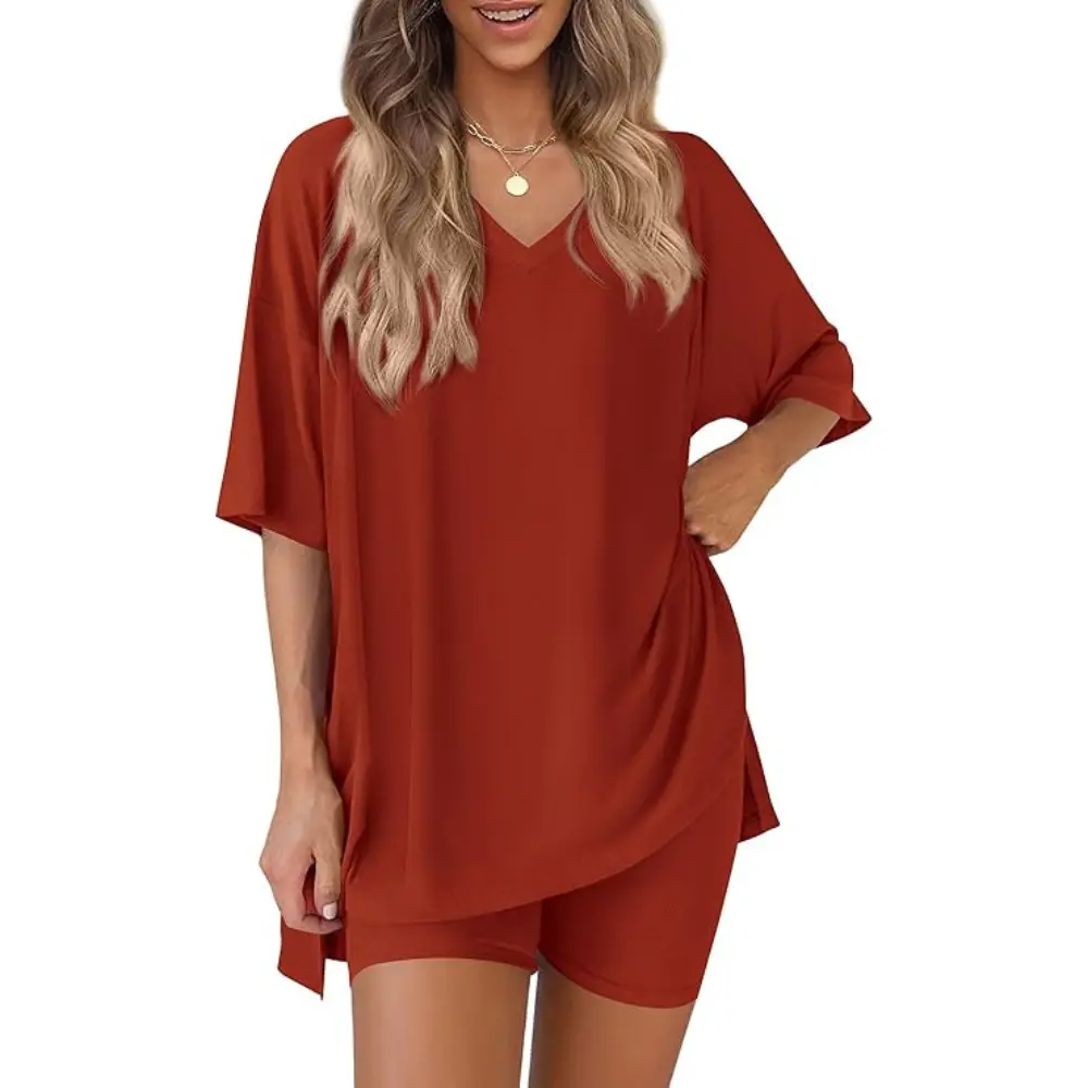 Women's oversized tee and biker shorts set gallery view 45
