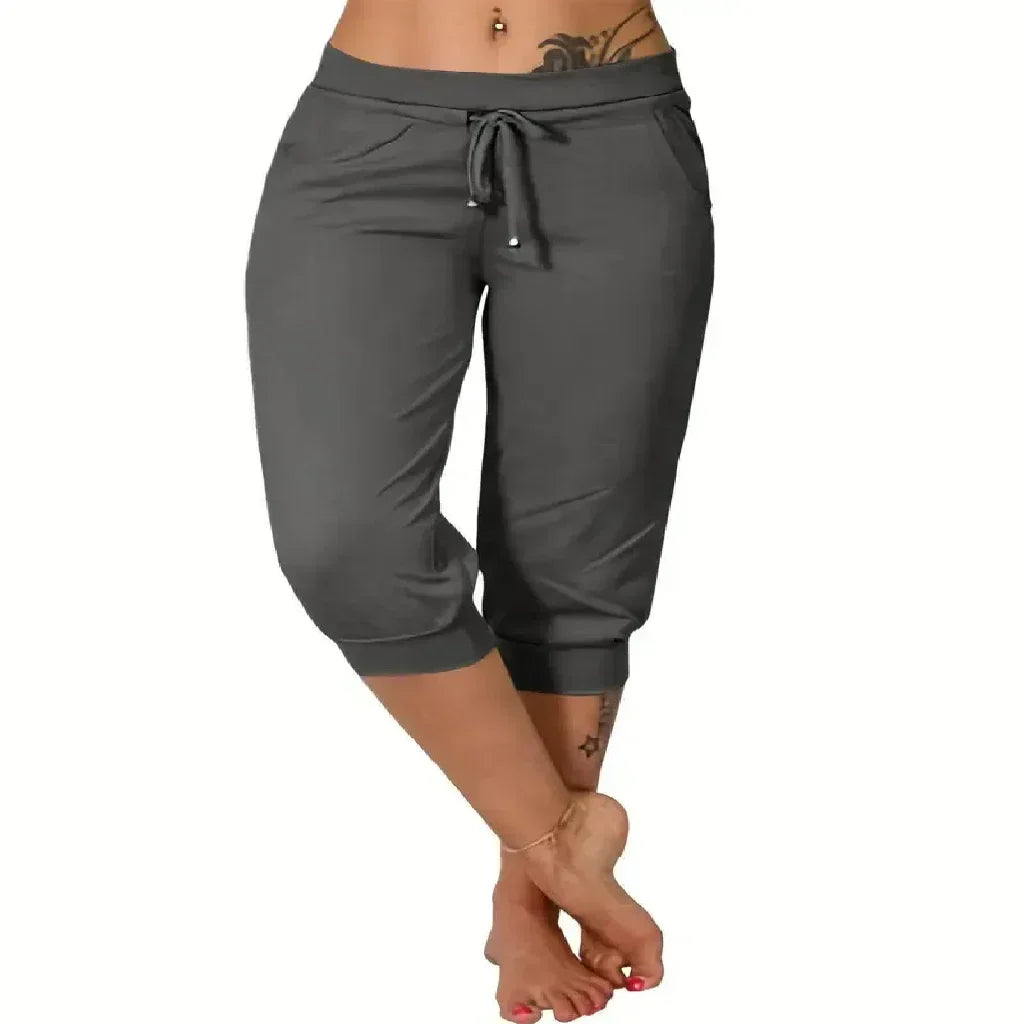 🔥Hot Summer Sale🔥Women's Drawstring Capri Pants with Pockets for Casual Comfort Wear（Note: Colors are customizable.)