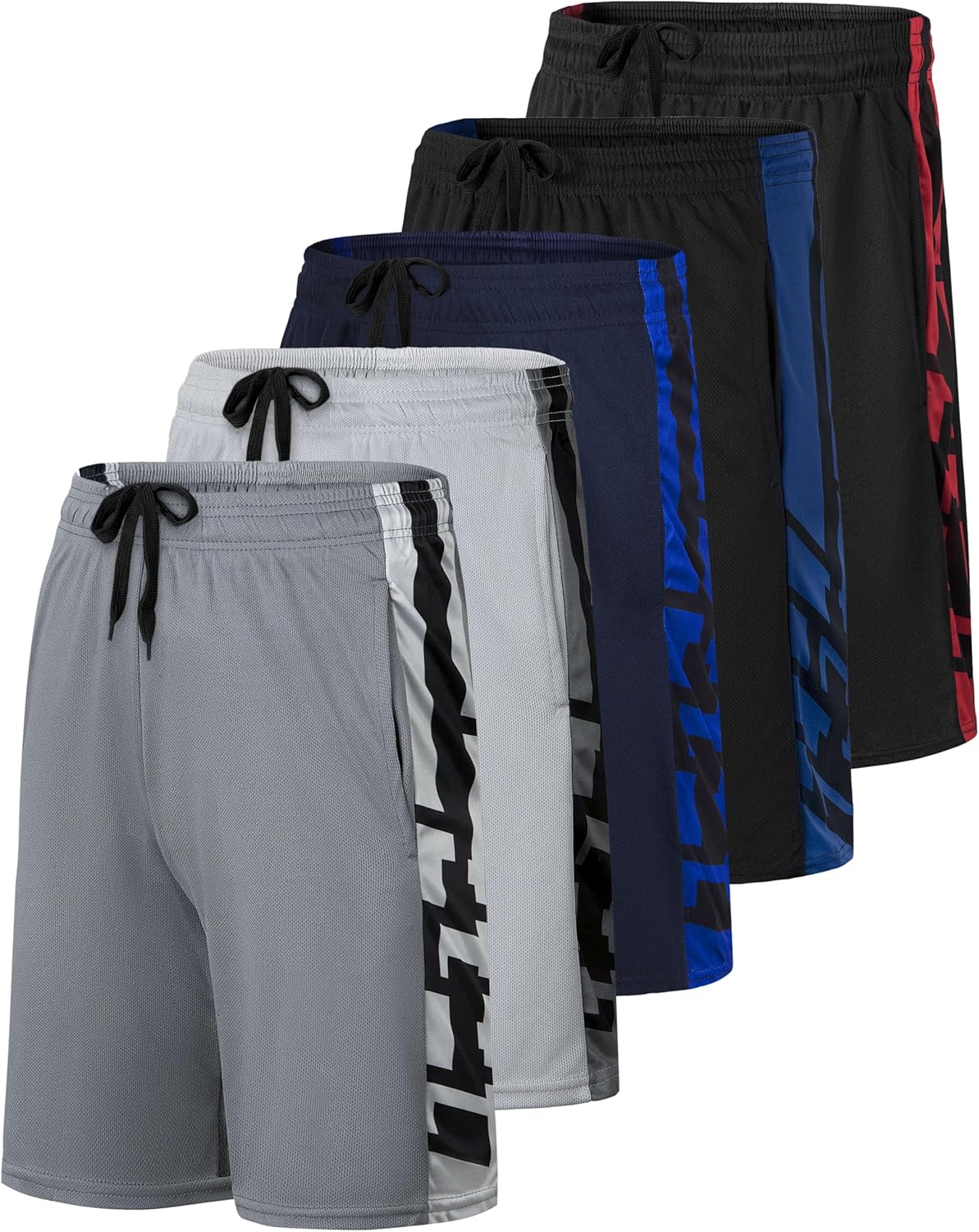 5 Pack: Men’s 9" Mesh Shorts – Athletic Gym, Workout, Basketball, Running, Casual Lounge Activewear Pockets