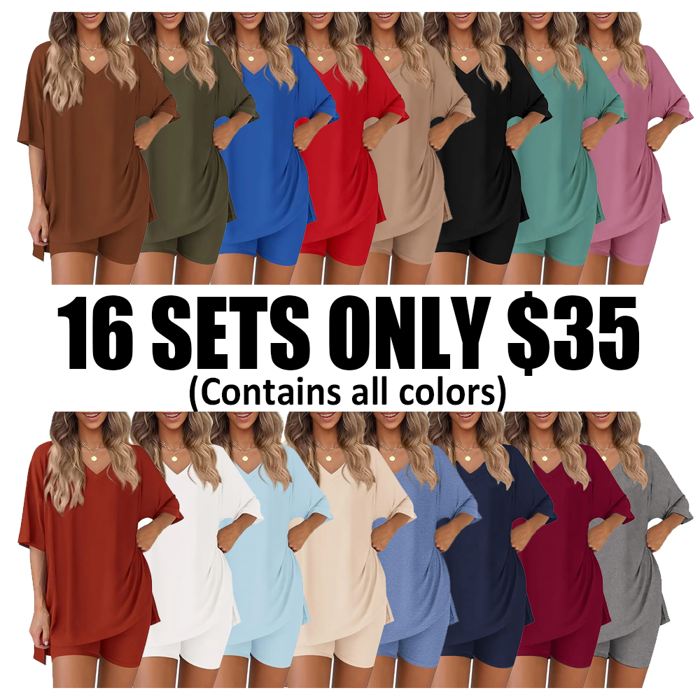 Women's oversized tee and biker shorts set gallery view 53