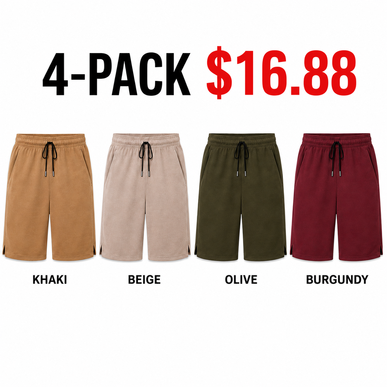 Men’s Drawstring Elastic-Waist Athletic Shorts