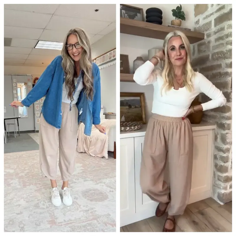 🛒 90% OFF NOW!Womens Baggy Wide Leg Pants Casual Elastic Waisted Palazzo Harem Pants With Pockets（Note: Colors are customizable.)