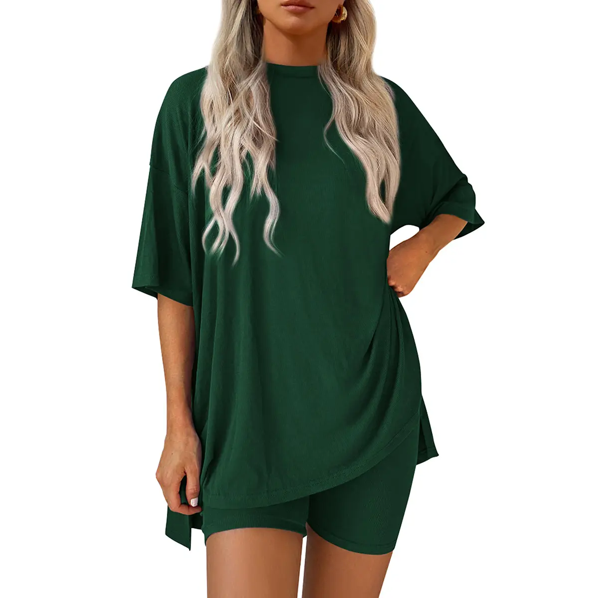 Women's oversized tee and biker shorts set gallery view 27
