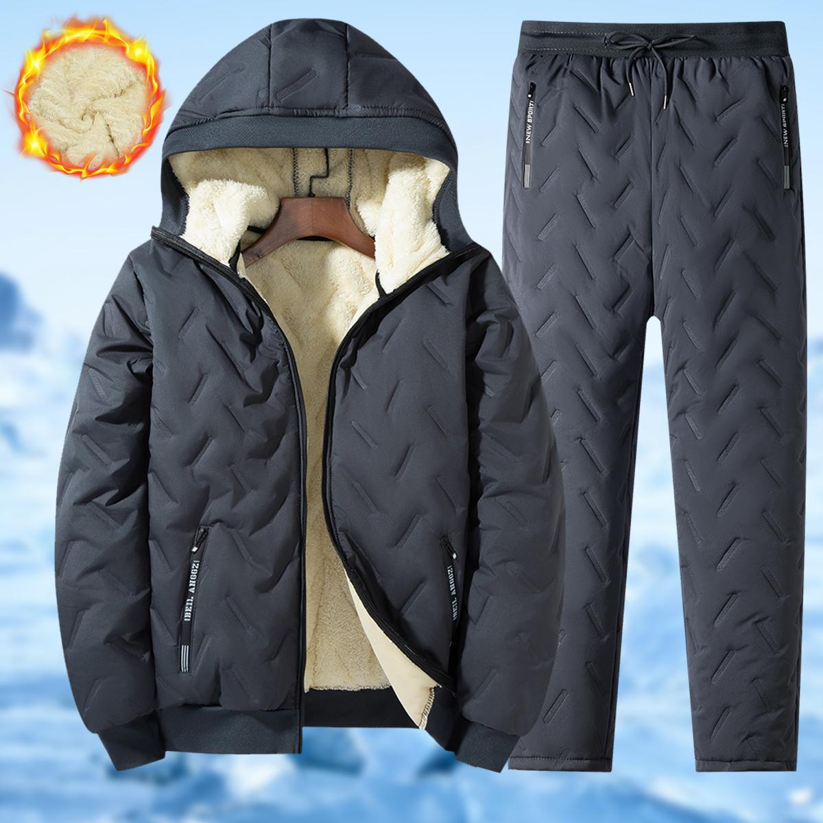 Black two-piece fleece tracksuit
