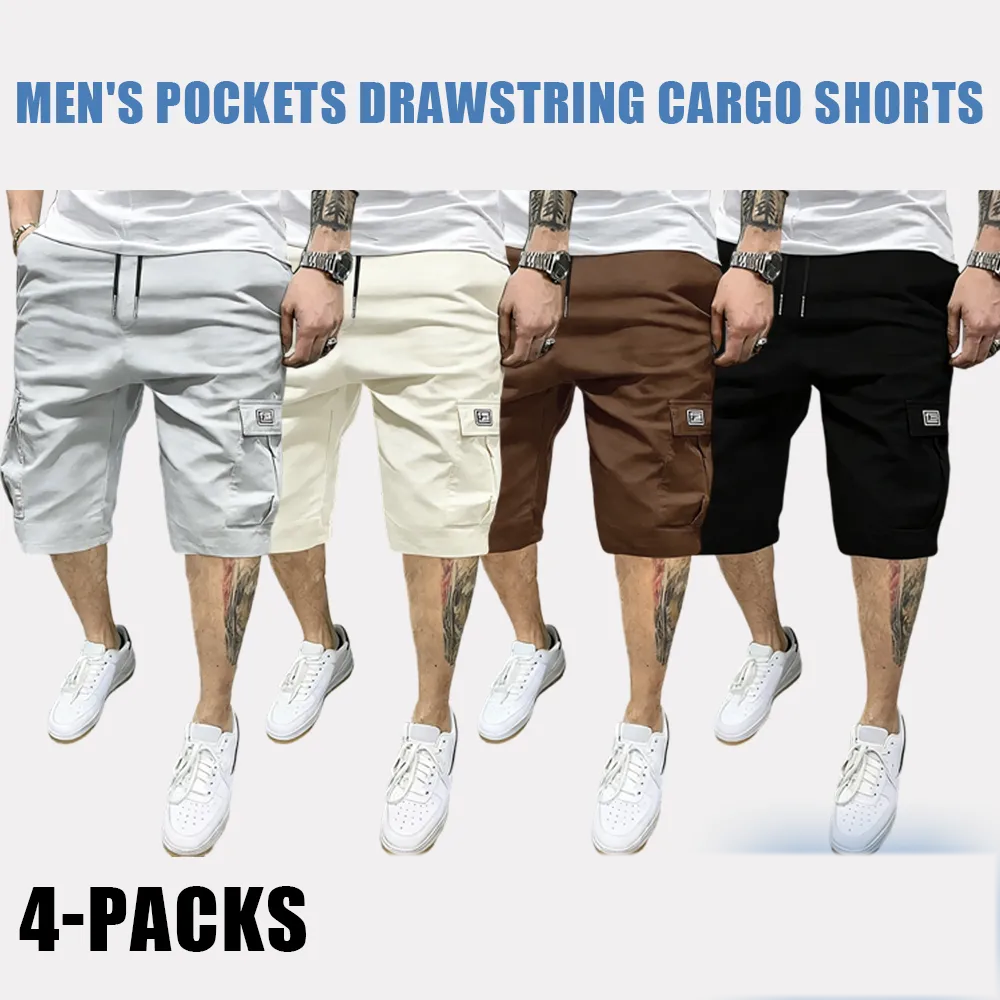 Men's Pockets Drawstring Cargo Shorts