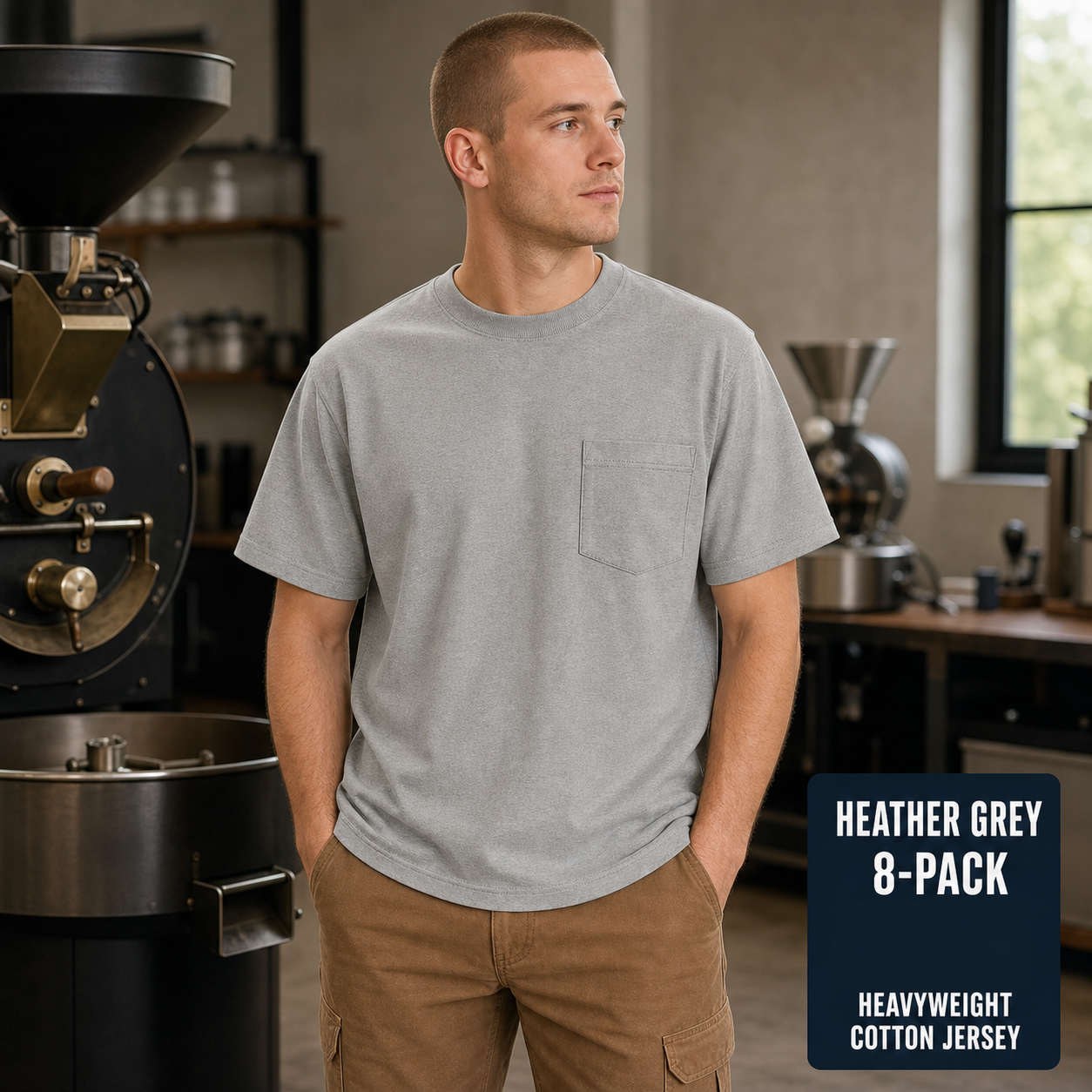 Men's Loose Fit Heavyweight Pocket T-Shirt Multipack