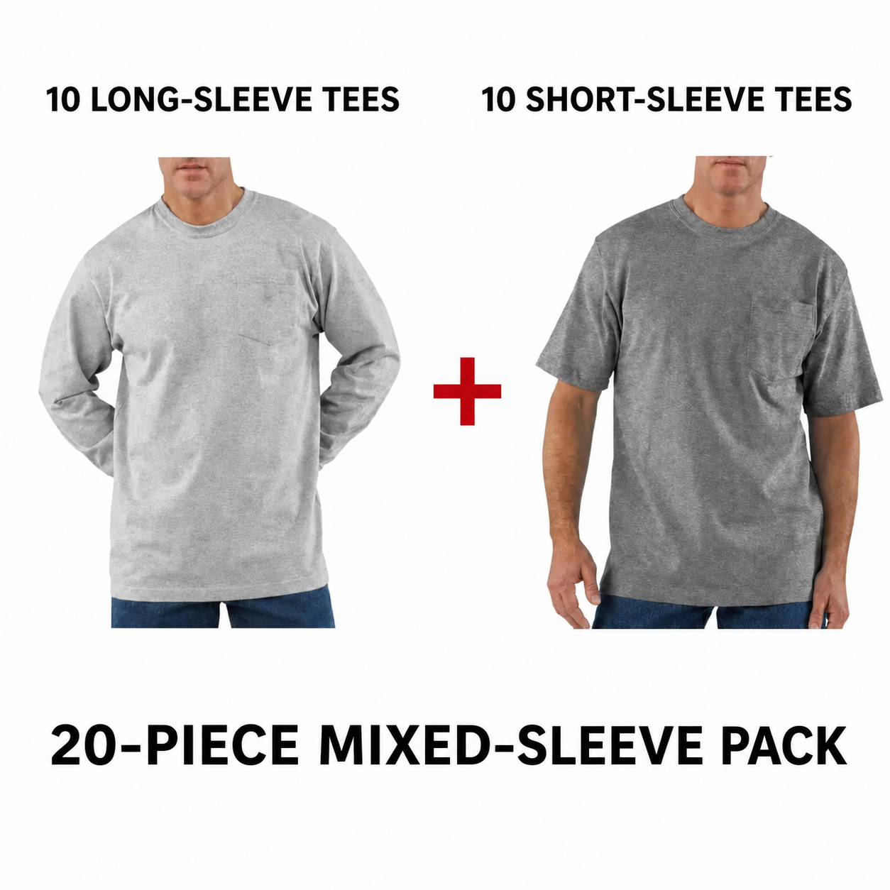Mixed-sleeve work tees 20-piece pack