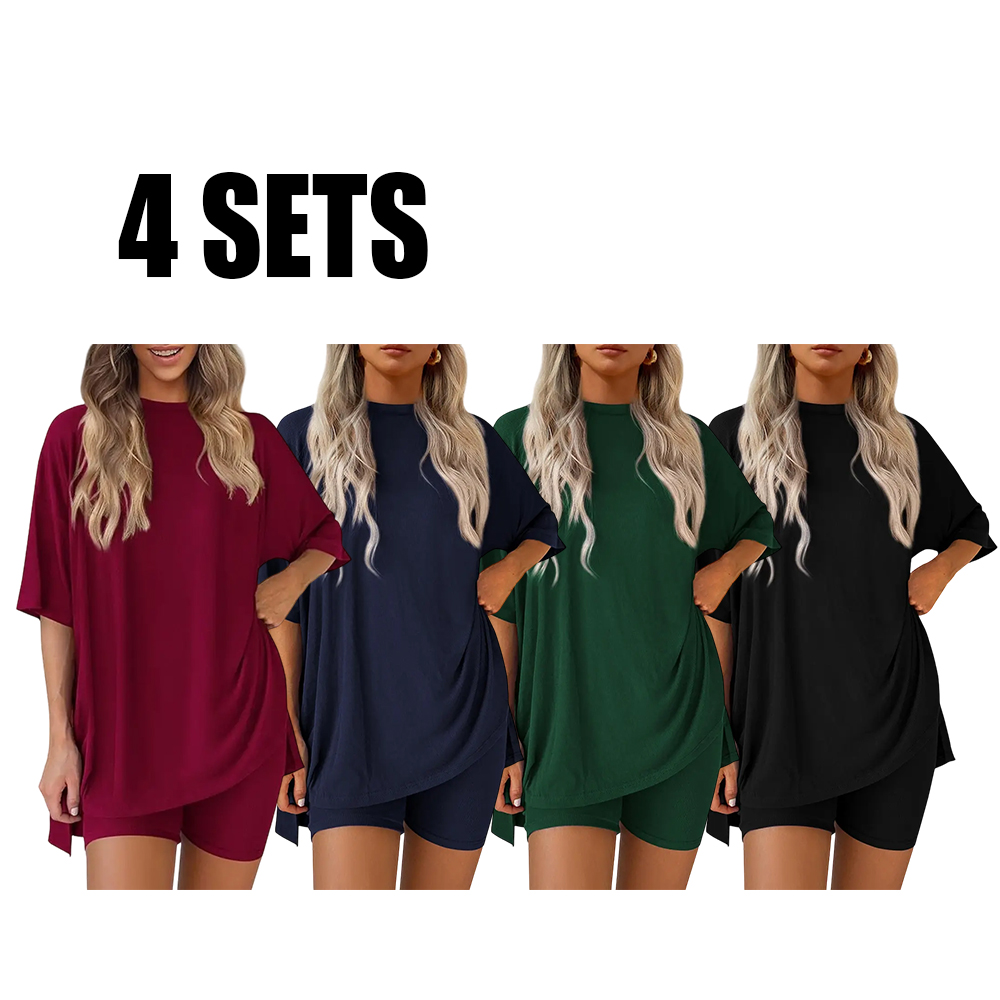 Women's Oversized Tee & Biker Shorts Set Multipack