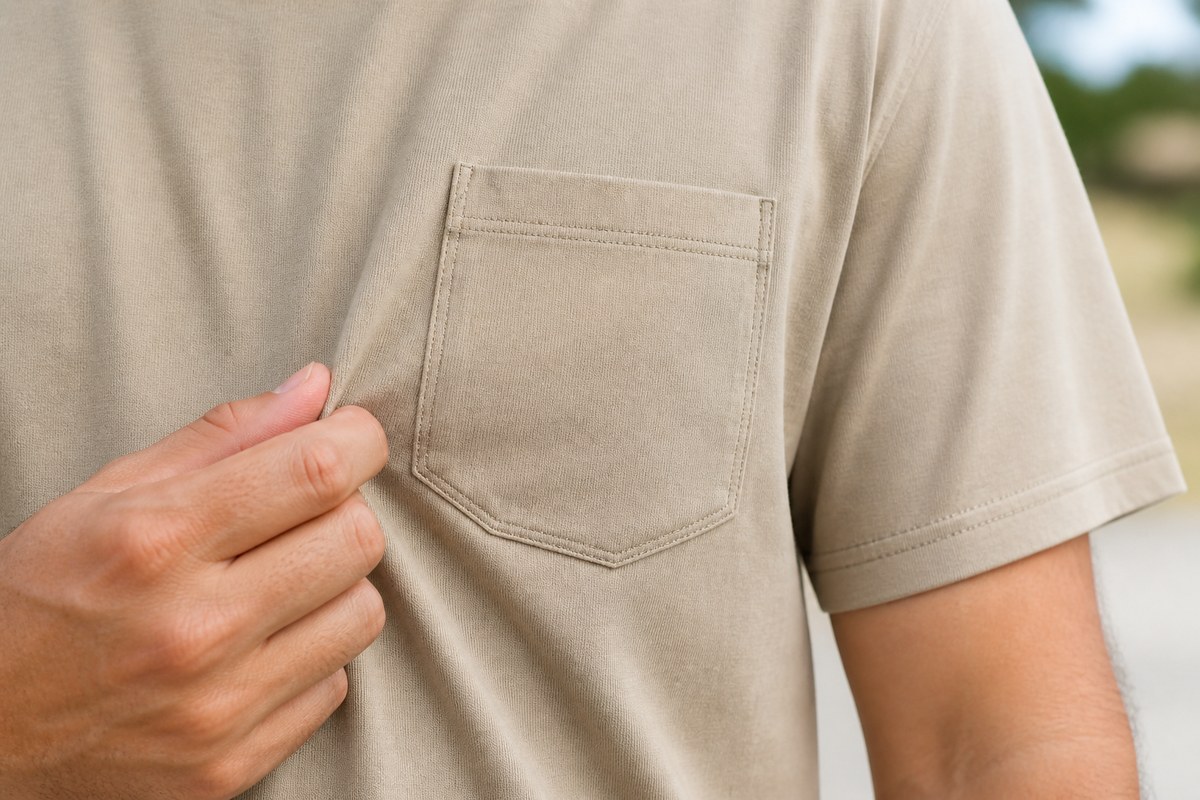 Summer pocket tee chest pocket detail