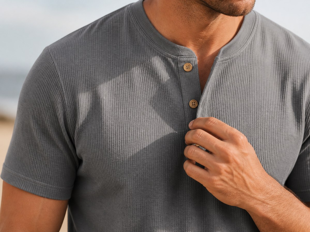 Henley button placket detail