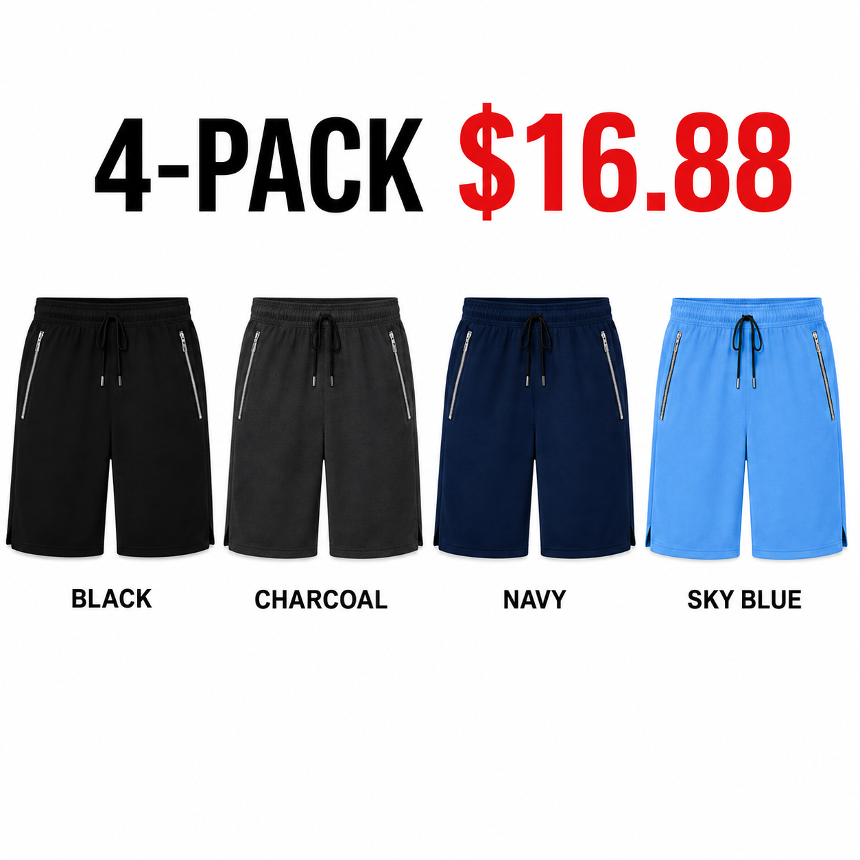 Men’s Drawstring Elastic-Waist Athletic Shorts