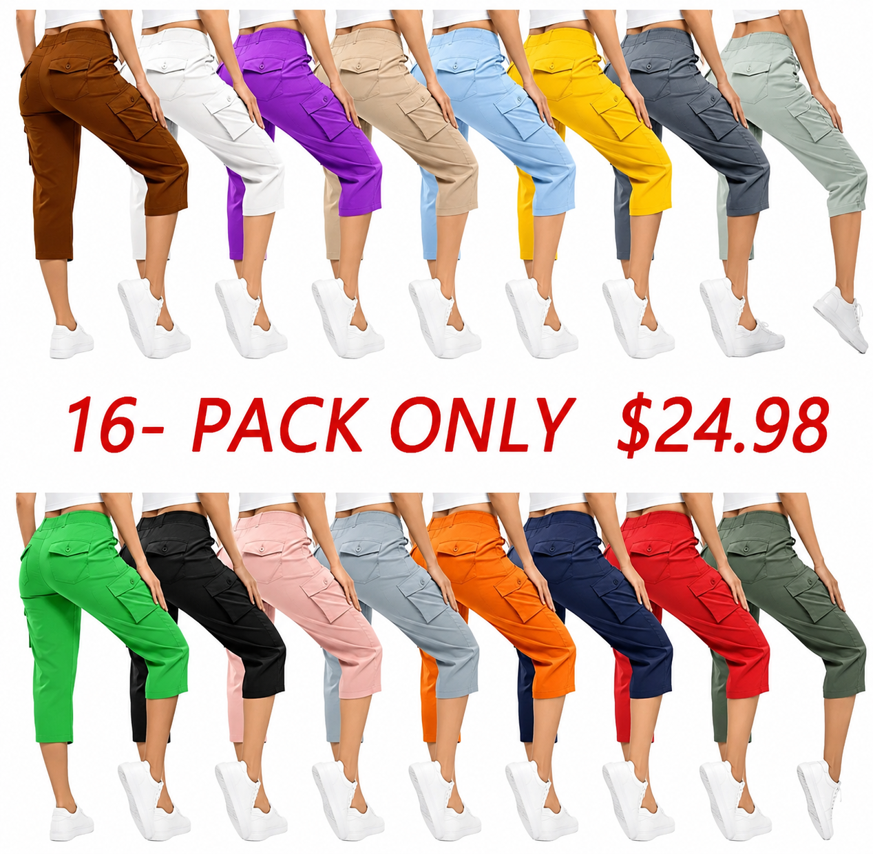 🔥Last day promotion🔥Womens Cargo Capris Lightweight Hiking Pants Shorts Cropped Cotton2（Note: Colors are customizable.)