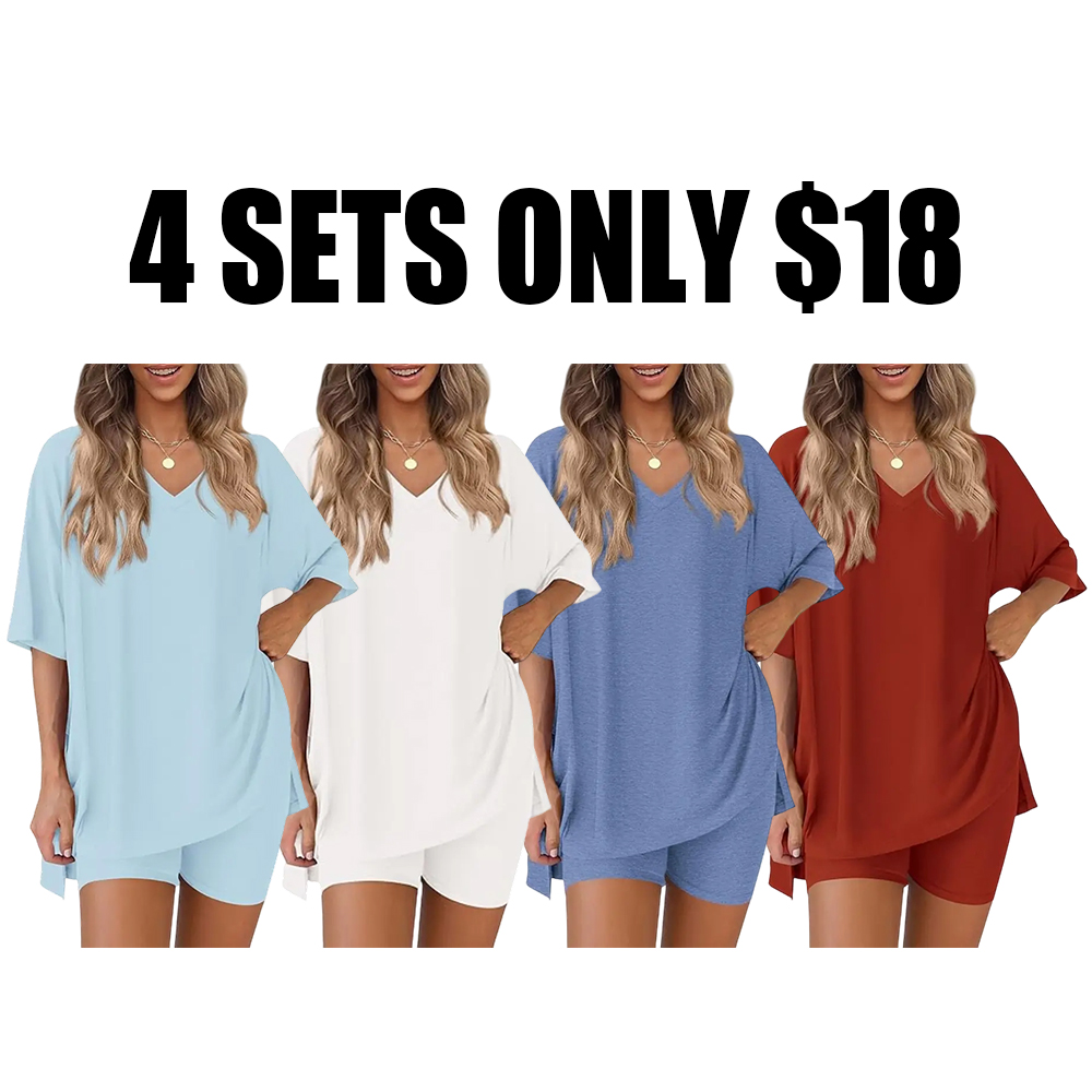 Women's oversized tee and biker shorts set gallery view 46