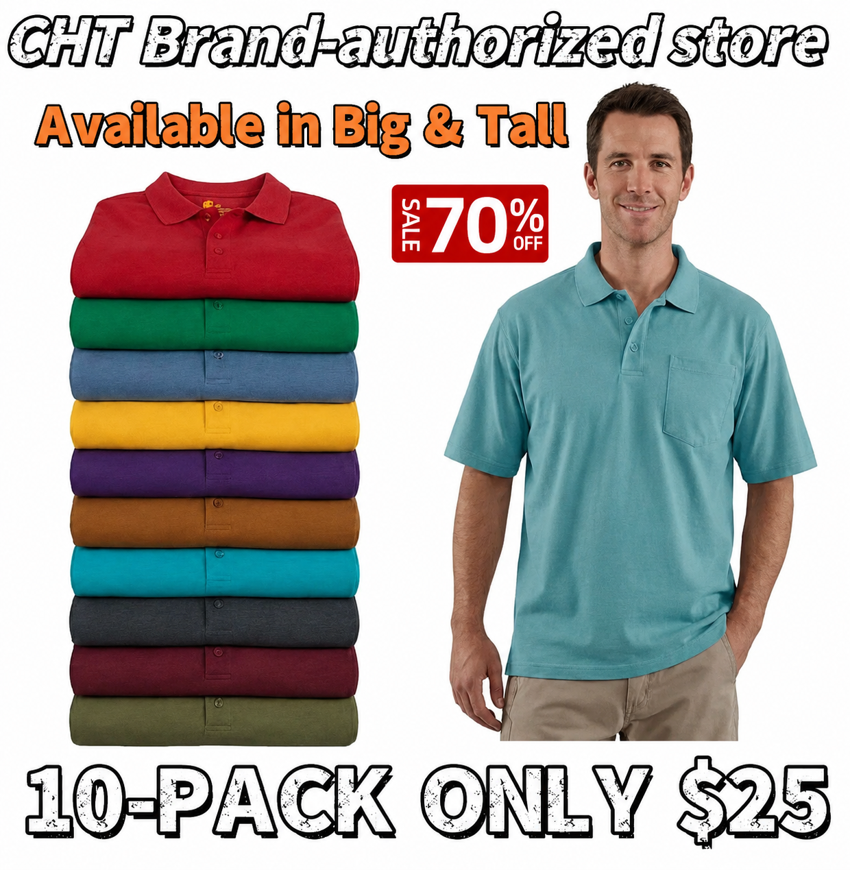 Last Day Promotion 🔥🔥CHT Men's Workwear Loose Fit Heavyweight POLOS (Also Available in Big & Tall)