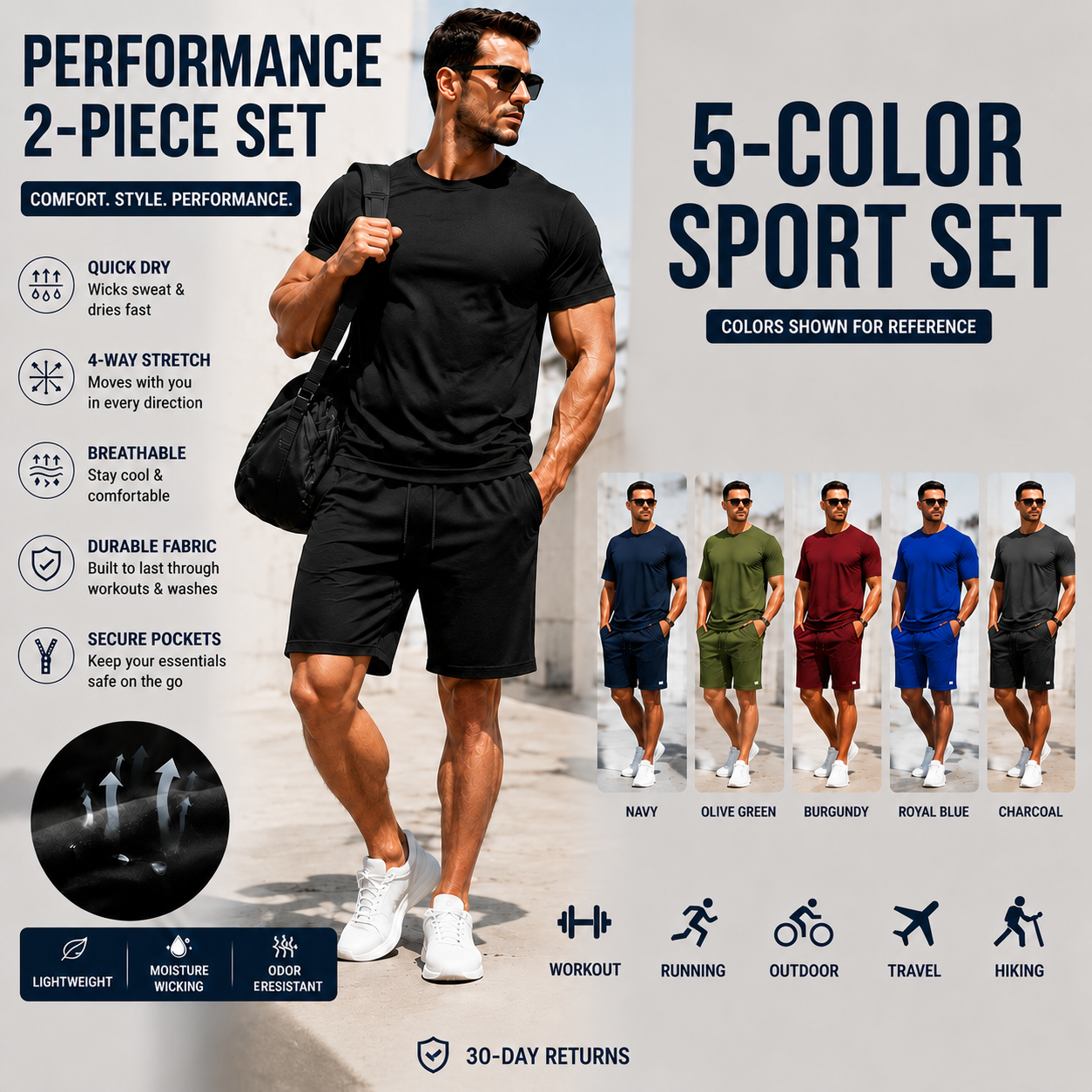 Performance two-piece set sport colors
