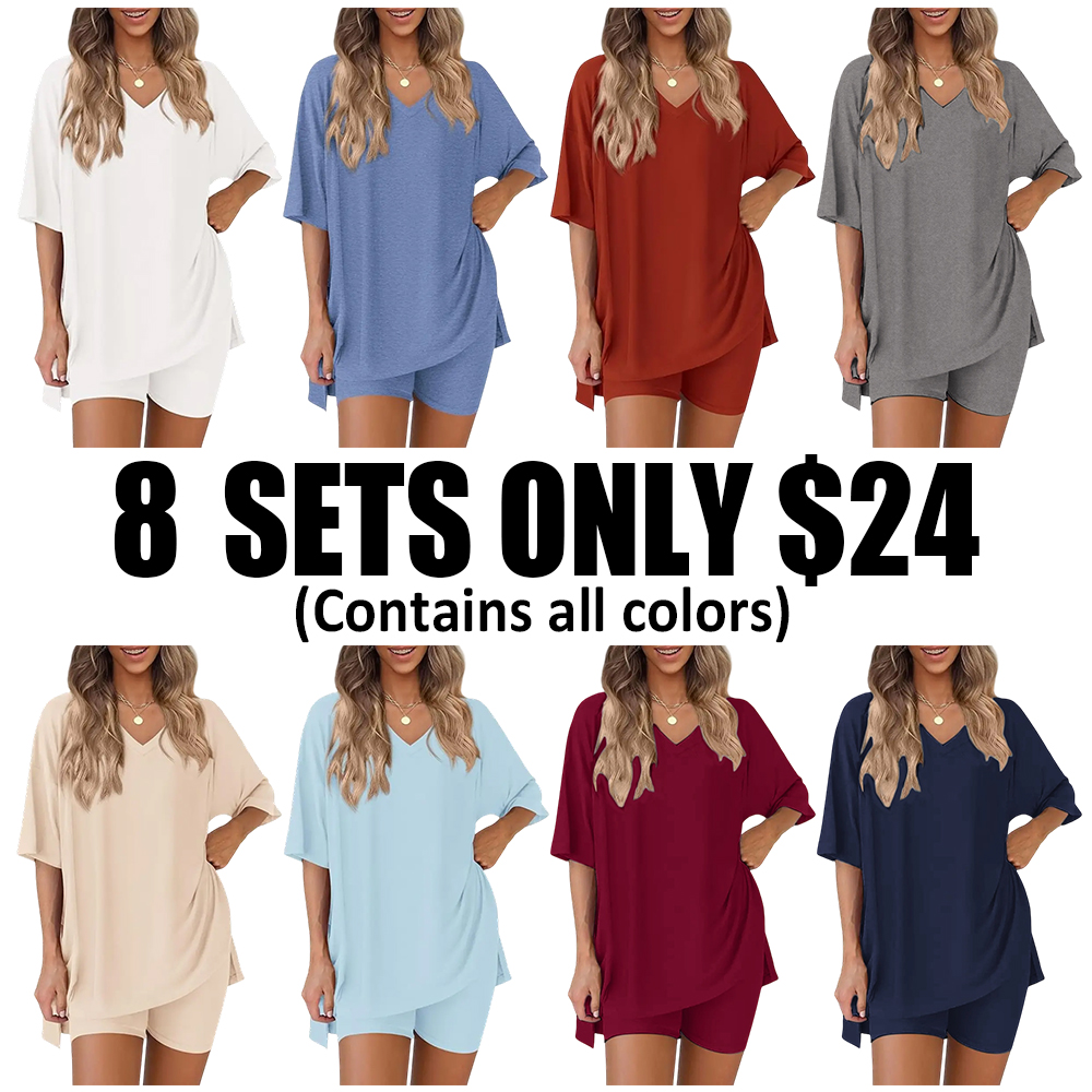 Women's oversized tee and biker shorts set gallery view 52