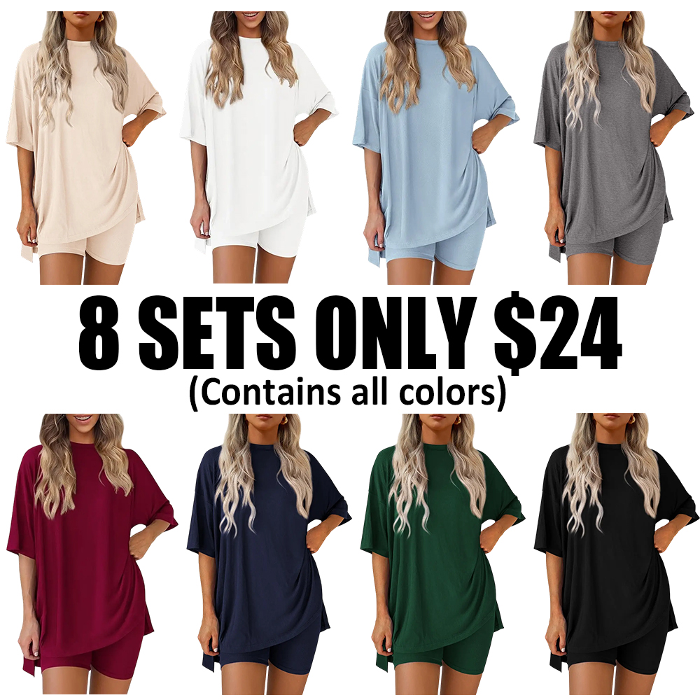 Women's oversized tee and biker shorts set gallery view 19