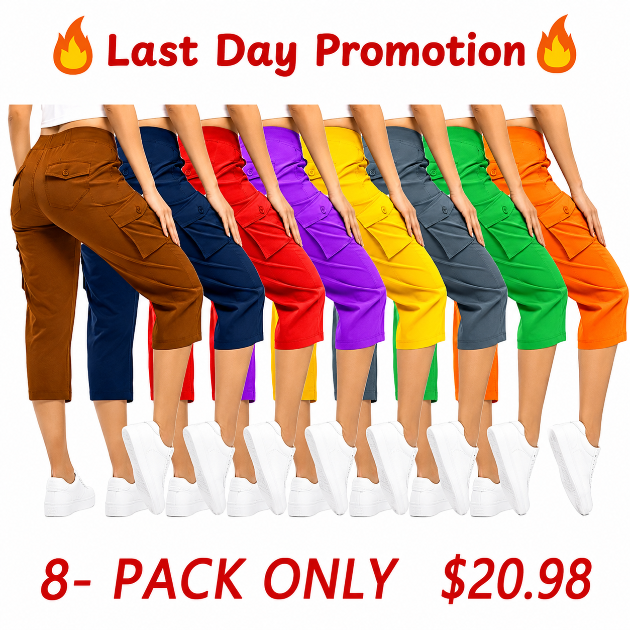 🔥Last day promotion🔥Womens Cargo Capris Lightweight Hiking Pants Shorts Cropped Cotton2（Note: Colors are customizable.)