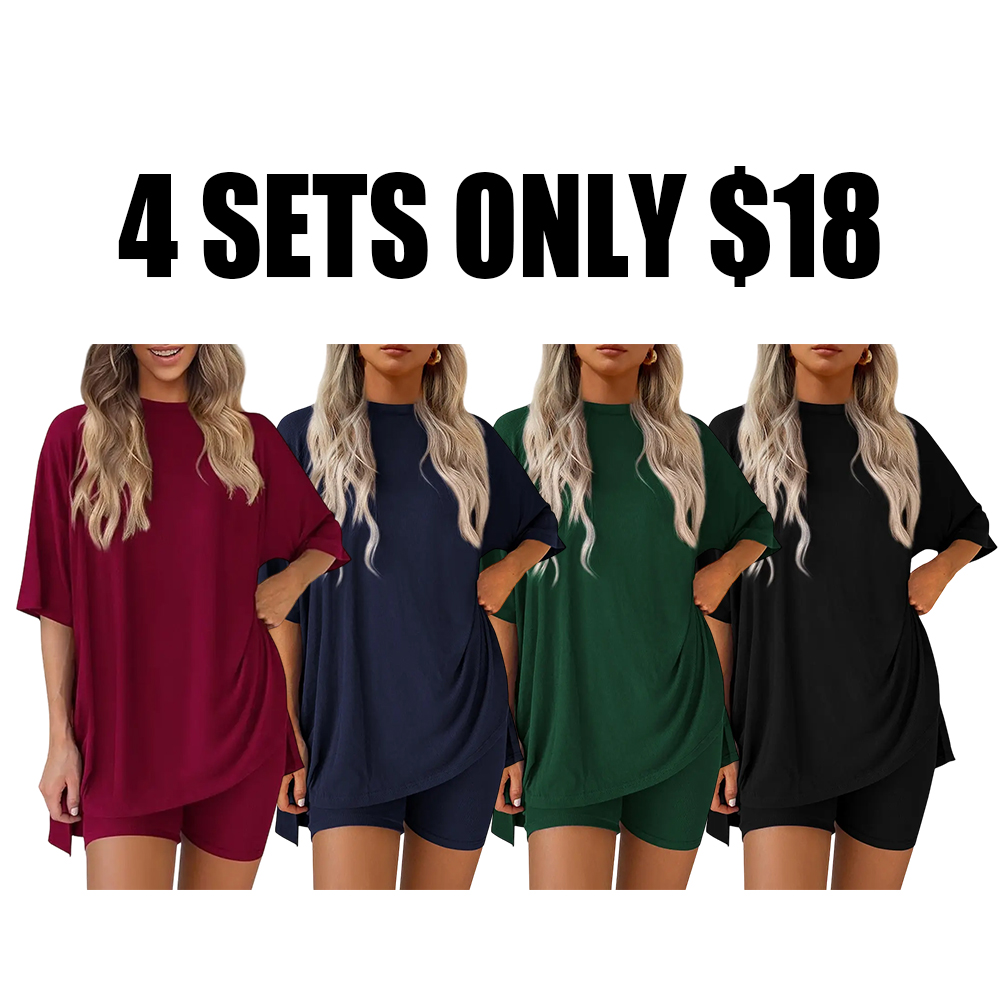 Women's oversized tee and biker shorts set gallery view 29
