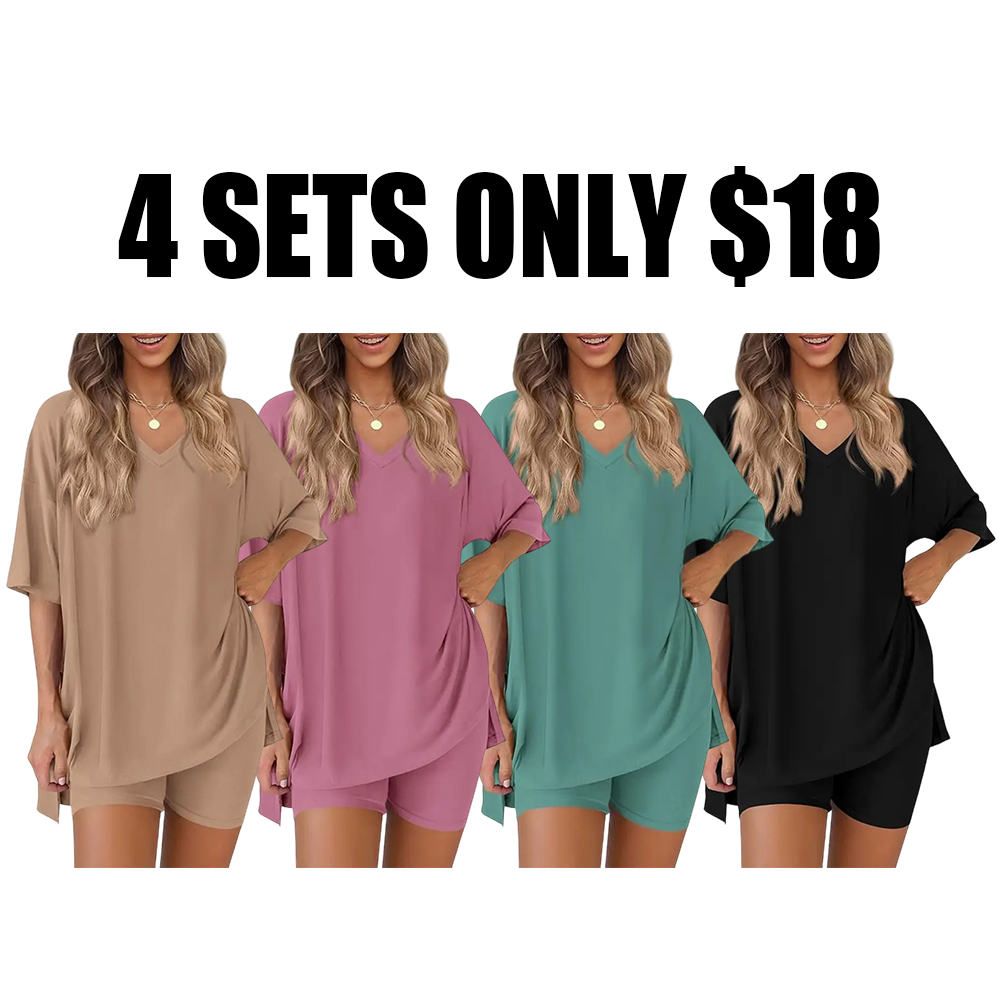 Women's oversized tee and biker shorts set gallery view 35