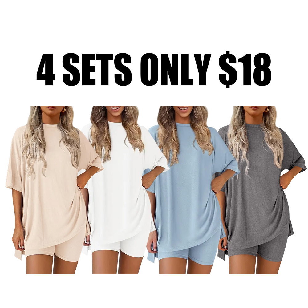 Women's oversized tee and biker shorts set gallery view 24