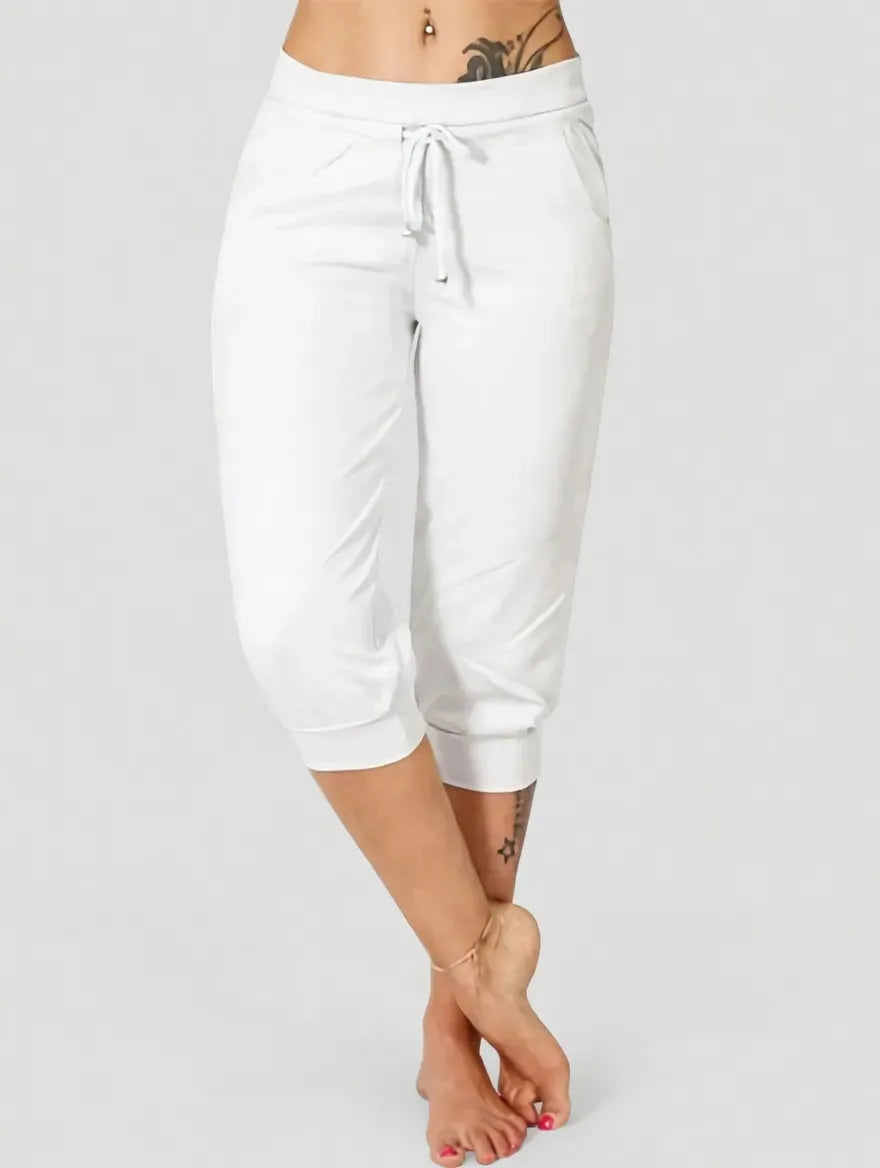 🔥Hot Summer Sale🔥Women's Drawstring Capri Pants with Pockets for Casual Comfort Wear（Note: Colors are customizable.)