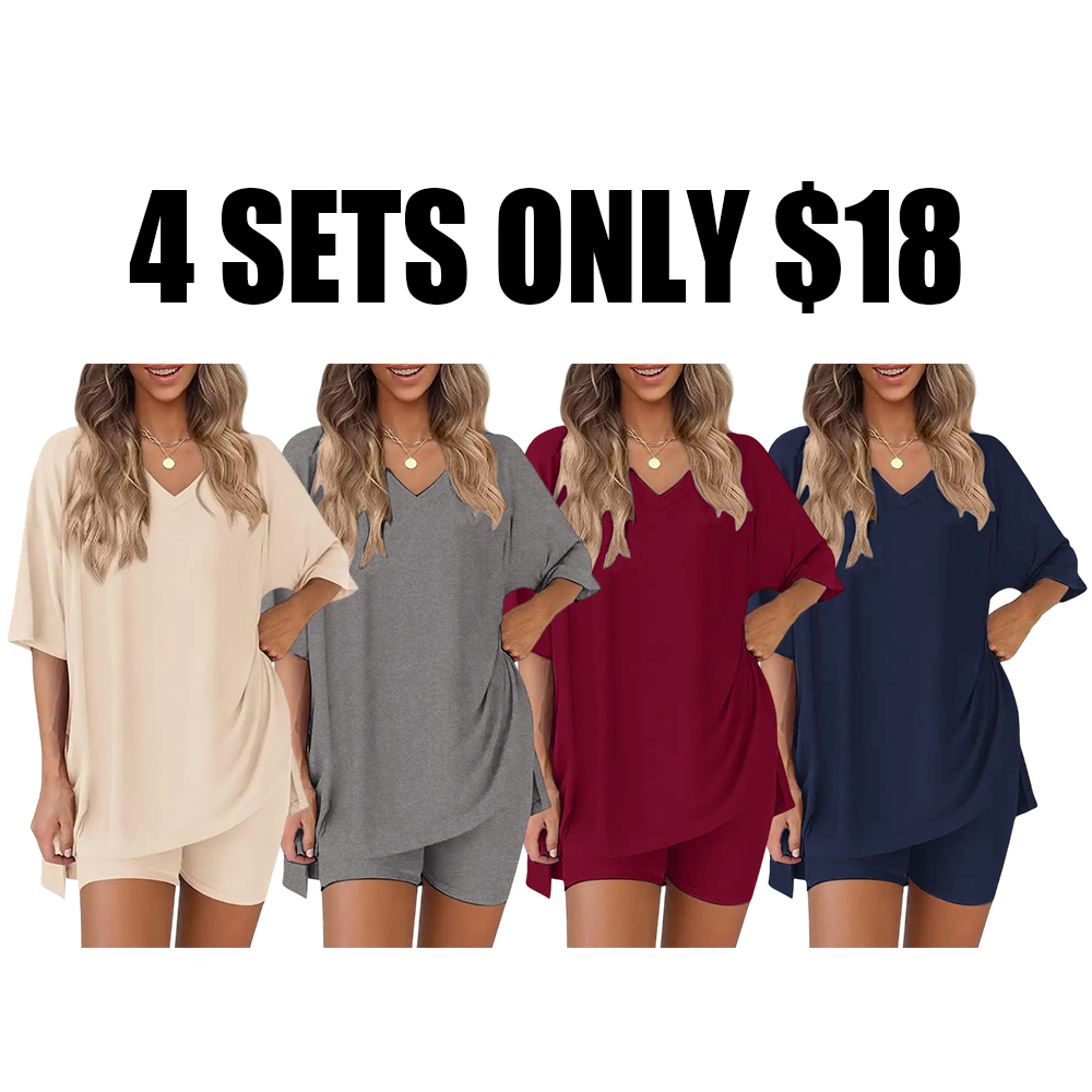 Women's oversized tee and biker shorts set gallery view 50