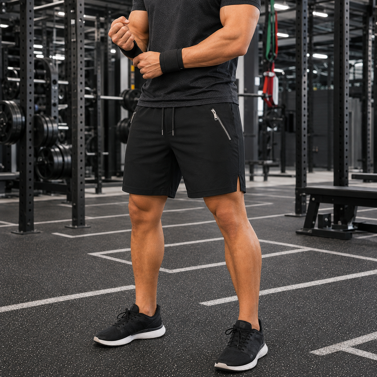 Men’s Drawstring Elastic-Waist Athletic Shorts