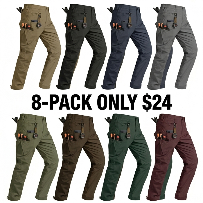 Men's Flex Stretch Tactical Pants, Water Resistant Ripstop Cargo Pants