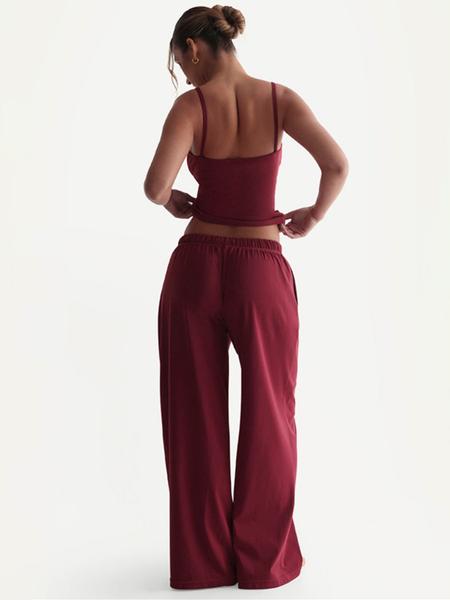 Two-Piece Set Women's Solid Color Cami Top & Pants, Casual Sleeveless Top & Pants for Daily Wear, Ladies Summer Clothes