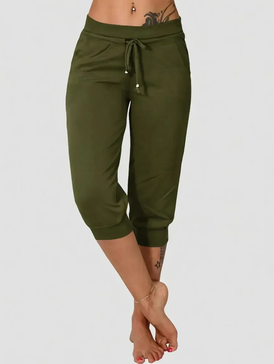 🔥Hot Summer Sale🔥Women's Drawstring Capri Pants with Pockets for Casual Comfort Wear（Note: Colors are customizable.)