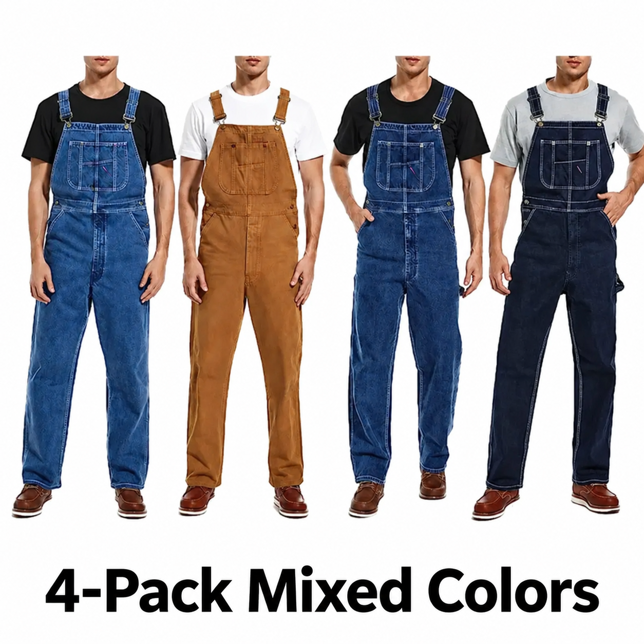 Men's Denim Bib Overalls, Workwear with Adjustable Straps and Convenient Tool Pockets
