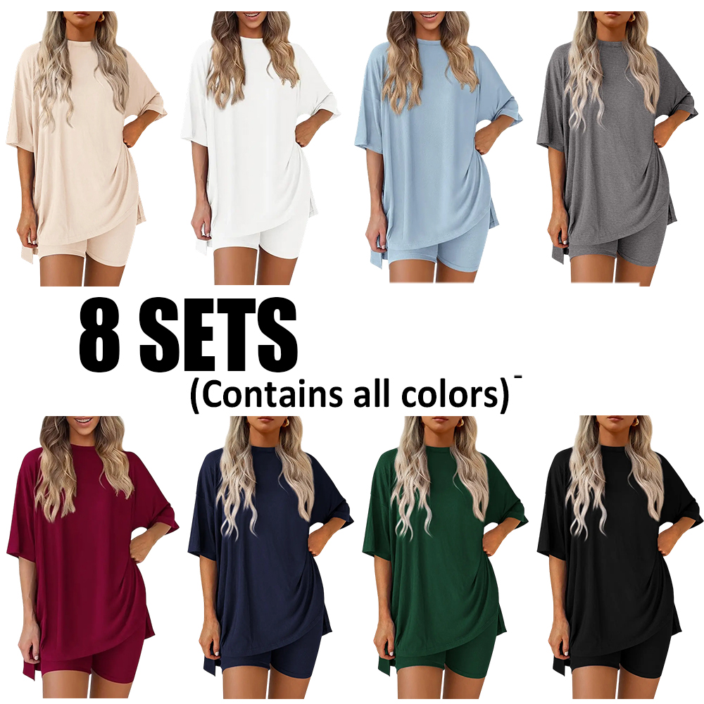 Women's Oversized Tee & Biker Shorts Set Multipack