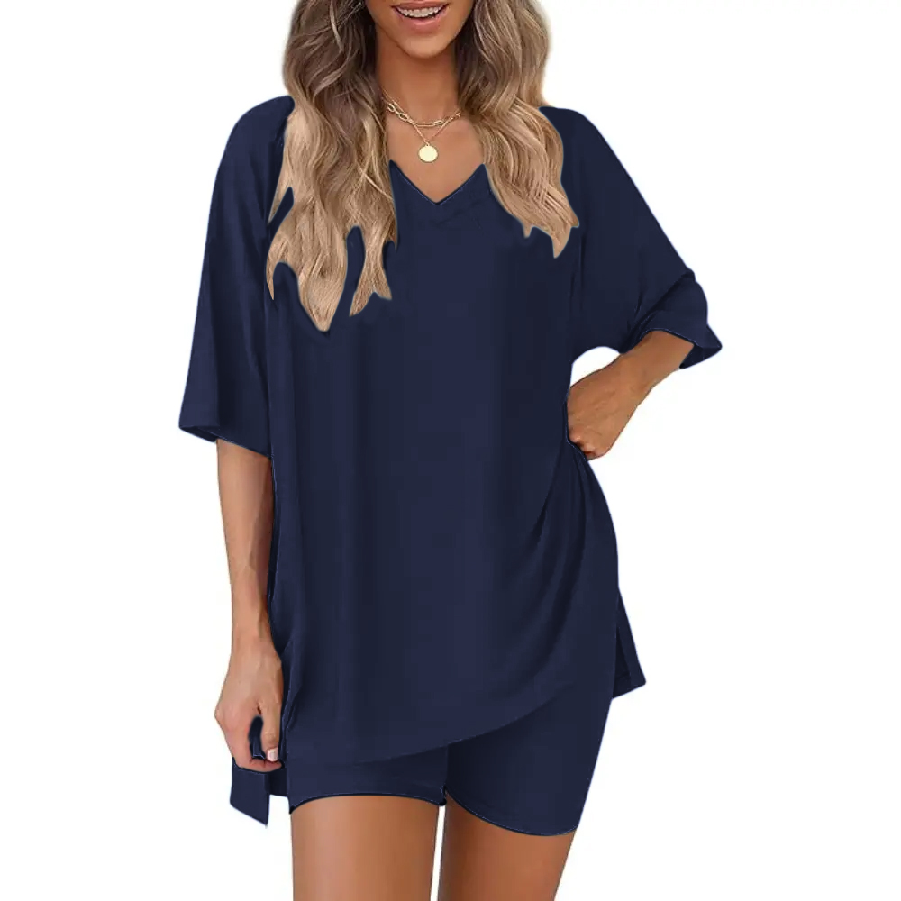 Women's oversized tee and biker shorts set gallery view 51
