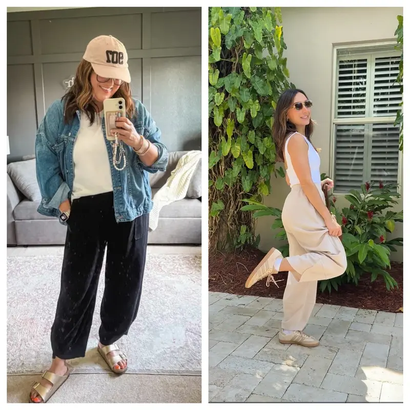 🛒 90% OFF NOW!Womens Baggy Wide Leg Pants Casual Elastic Waisted Palazzo Harem Pants With Pockets（Note: Colors are customizable.)