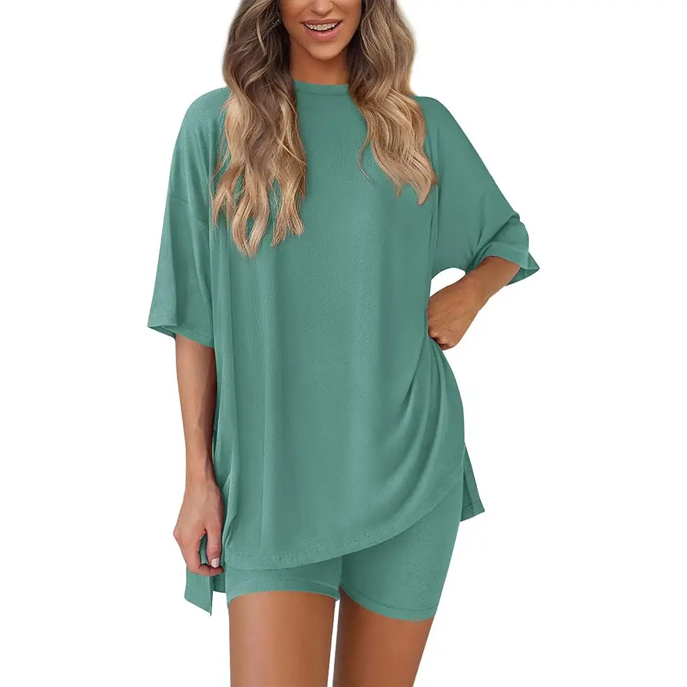 Women's oversized tee and biker shorts set gallery view 10