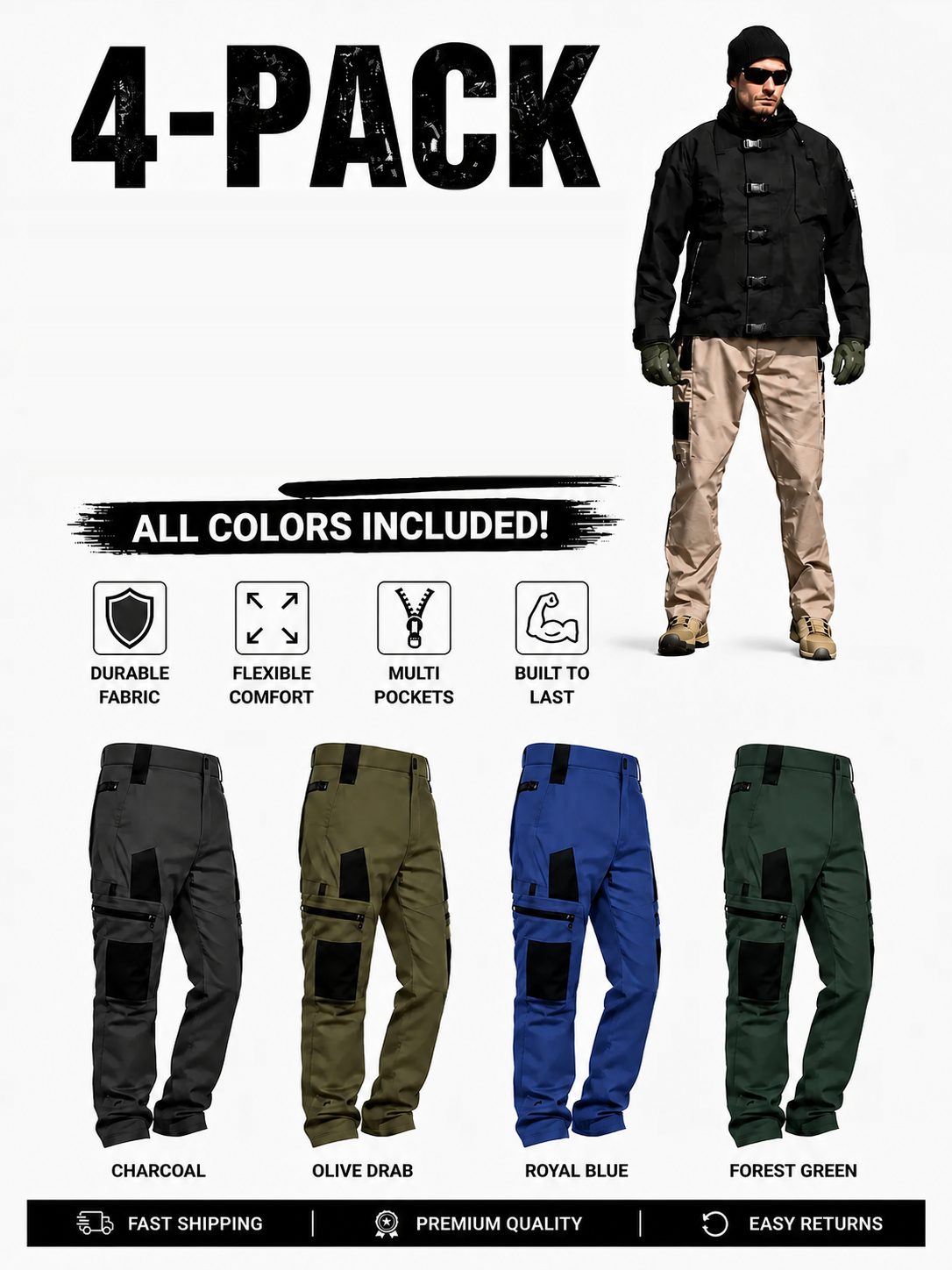 Men's Outdoor Tactical Pants Multi-Pack