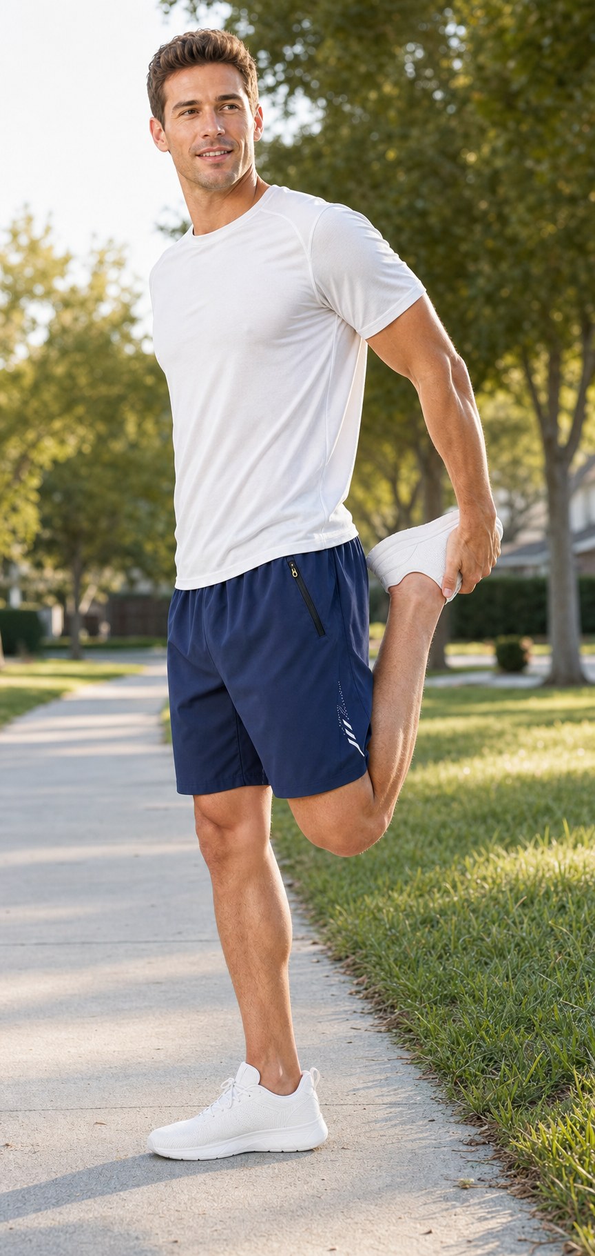 Men's performance shorts for morning running and stretching