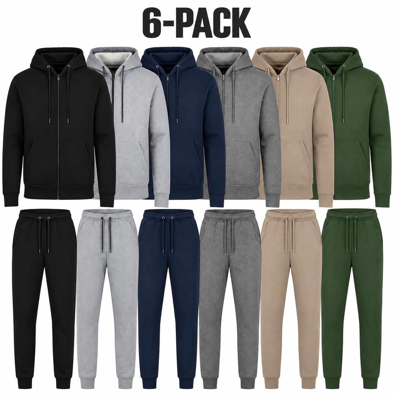6-PACK men's fleece hoodie and jogger sets