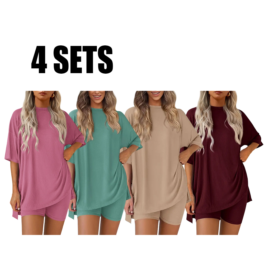 Women's Oversized Tee & Biker Shorts Set Multipack