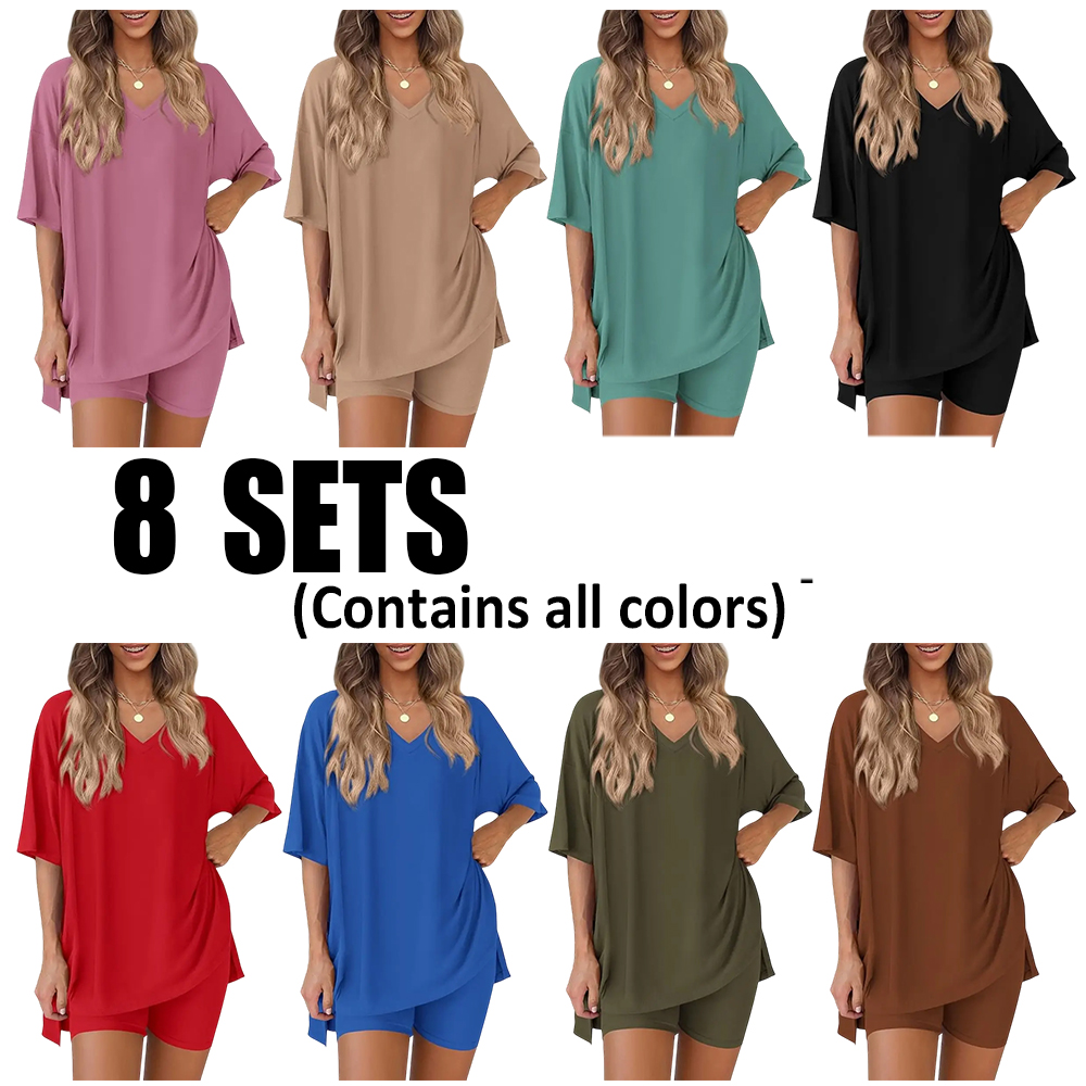 Women's Oversized Tee & Biker Shorts Set Multipack