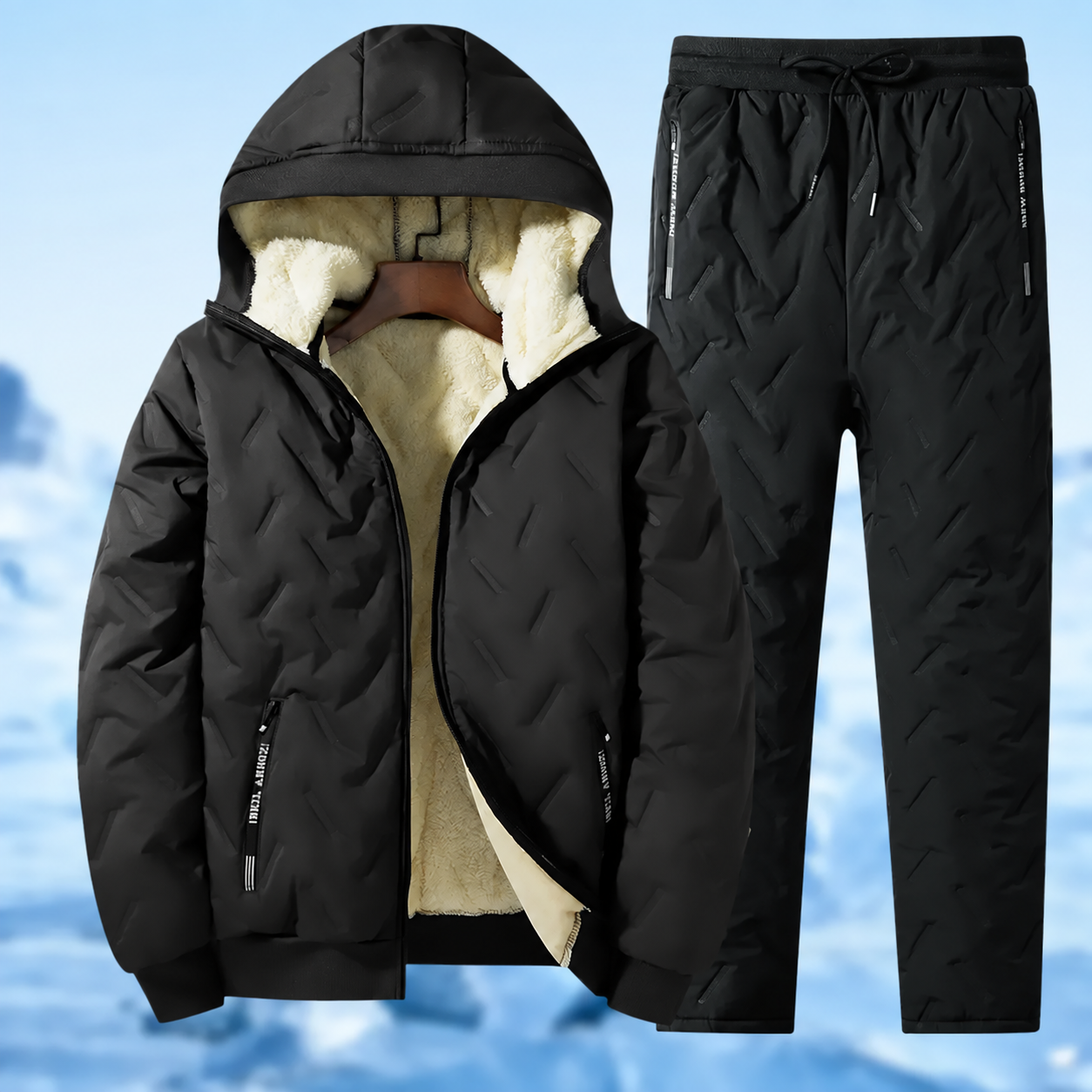 Black men's 2-piece hooded tracksuit set
