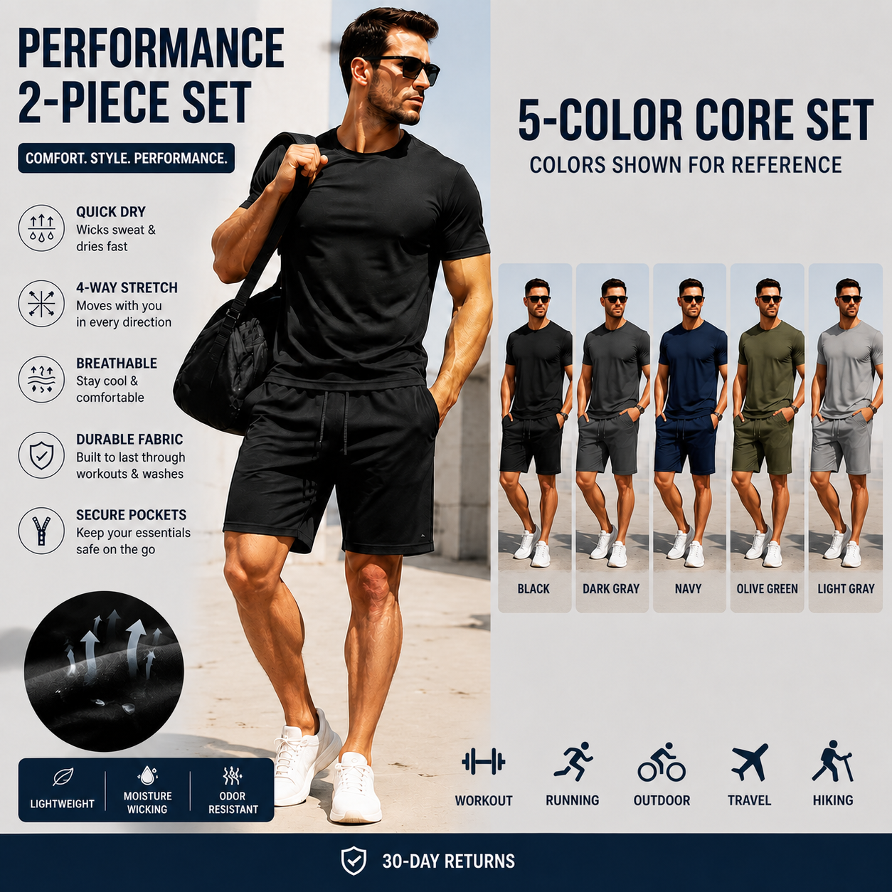 Performance two-piece set core colors