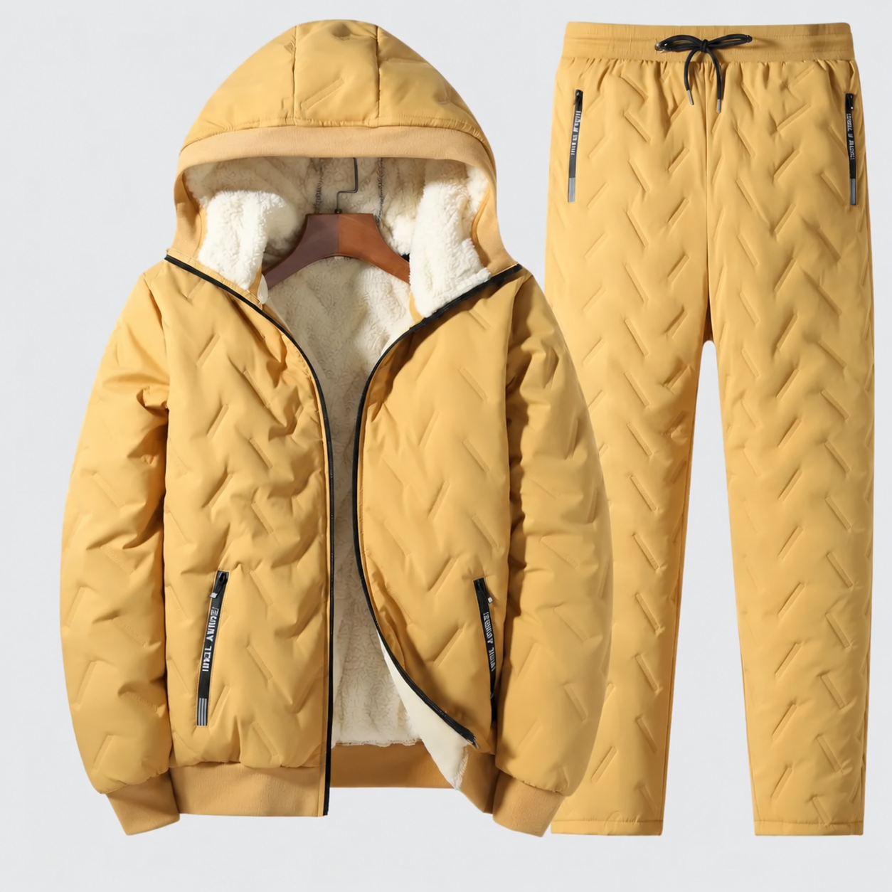 Yellow men's 2-piece hooded tracksuit set