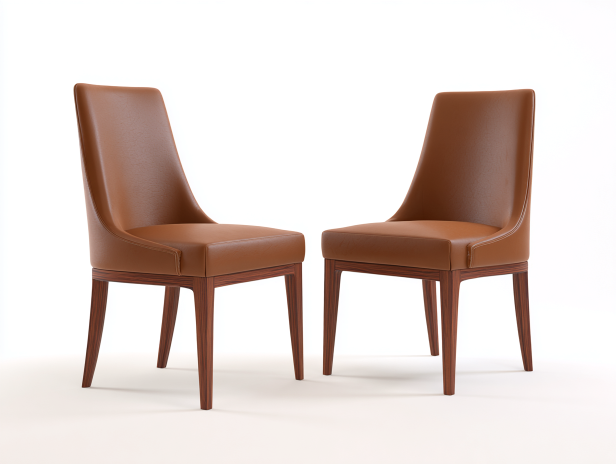 Sillas de comedor 50x55x85 cm - tapizado sintético y patas de madera - color marrón - estilo moderno-Oakmyio